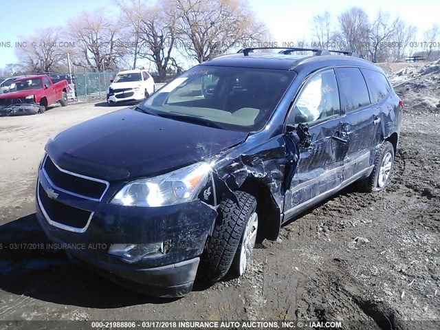 1GNKVFED3CJ149873 - 2012 CHEVROLET TRAVERSE LS BLUE photo 2