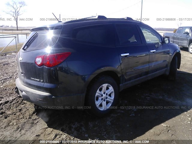 1GNKVFED3CJ149873 - 2012 CHEVROLET TRAVERSE LS BLUE photo 4