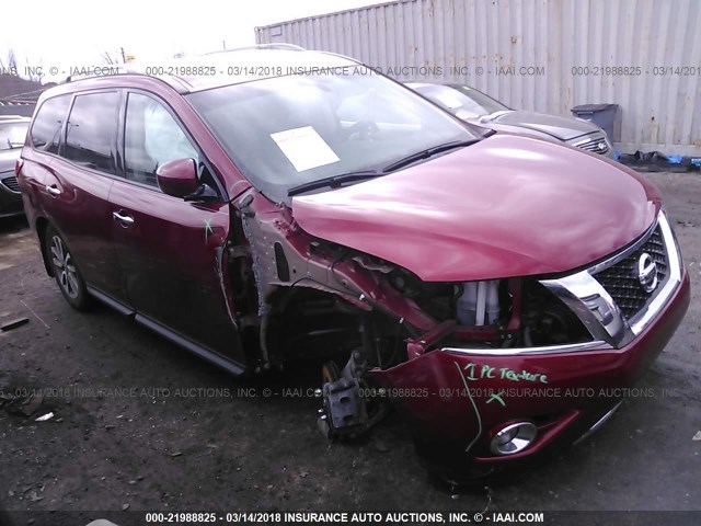 5N1AR2MM7FC643449 - 2015 NISSAN PATHFINDER S/SV/SL/PLATINUM RED photo 1