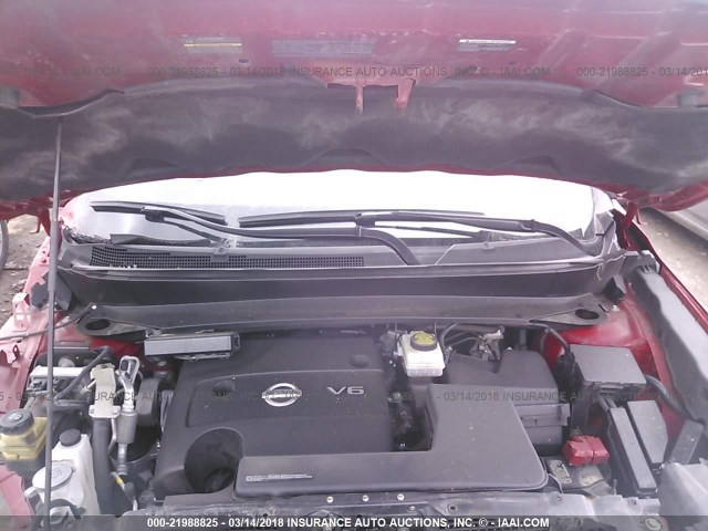 5N1AR2MM7FC643449 - 2015 NISSAN PATHFINDER S/SV/SL/PLATINUM 红色 照片 10