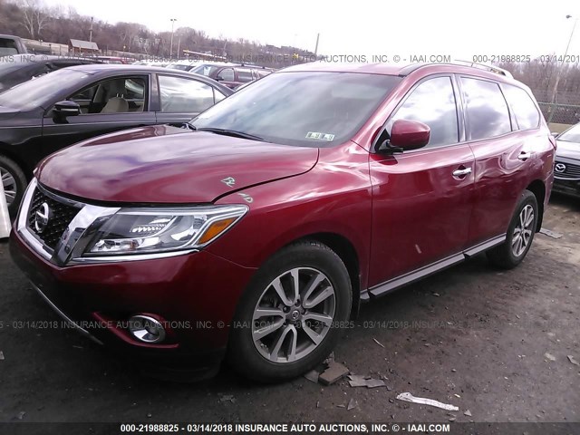 5N1AR2MM7FC643449 - 2015 NISSAN PATHFINDER S/SV/SL/PLATINUM 红色 照片 2