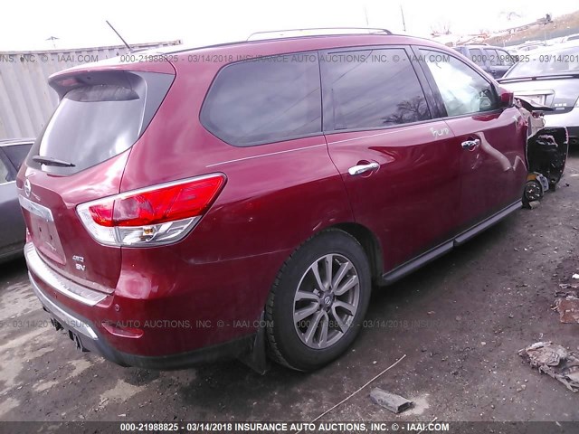 5N1AR2MM7FC643449 - 2015 NISSAN PATHFINDER S/SV/SL/PLATINUM 红色 照片 4
