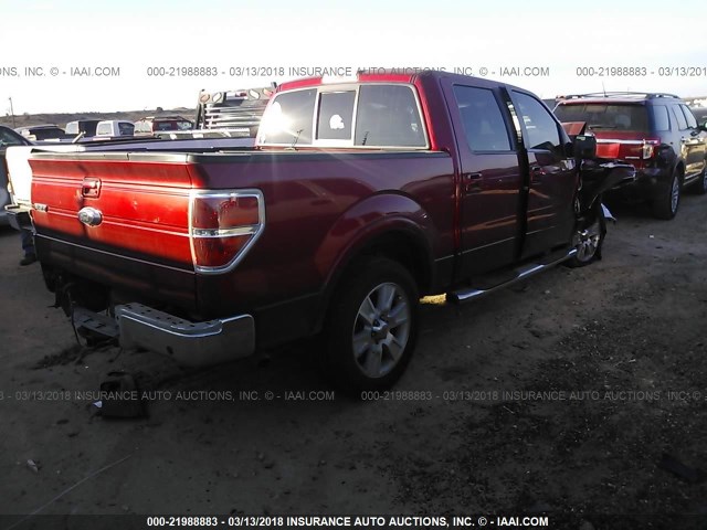 1FTPW12V79FA50805 - 2009 FORD F150 SUPERCREW RED photo 4