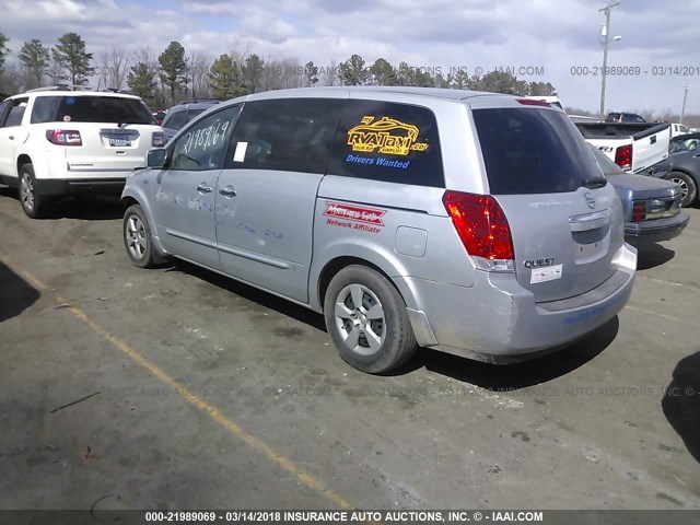 5N1BV28U09N106070 - 2009 NISSAN QUEST S/SE/SL SILVER photo 3