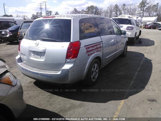 5N1BV28U09N106070 - 2009 NISSAN QUEST S/SE/SL SILVER photo 4