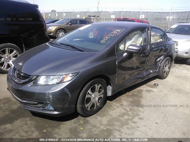 19XFB4F22FE000697 - 2015 HONDA CIVIC HYBRID GRAY photo 2