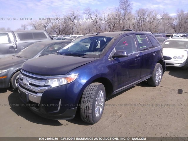 2FMDK4KC5BBB44330 - 2011 FORD EDGE LIMITED BLUE photo 2