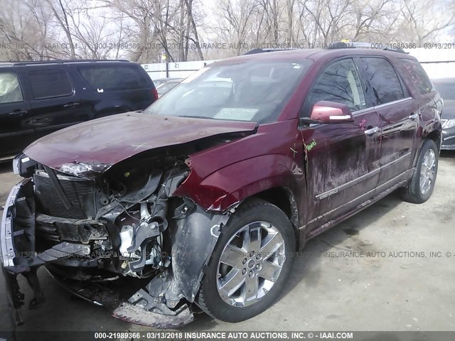 1GKKRTKD7FJ314736 - 2015 GMC ACADIA DENALI RED photo 2