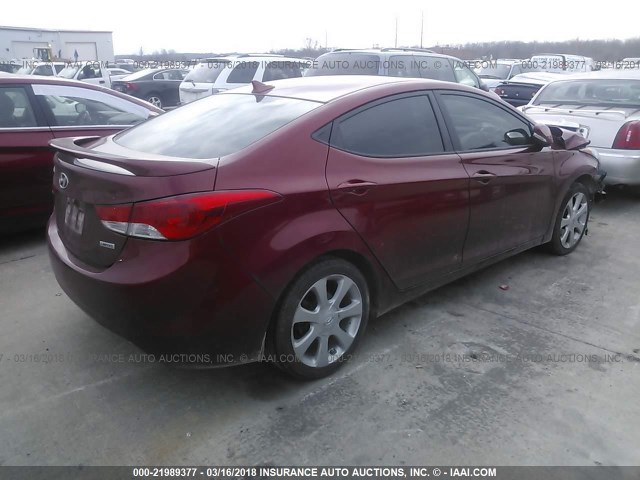 KMHDH4AE6DU849510 - 2013 HYUNDAI ELANTRA GLS/LIMITED RED photo 4