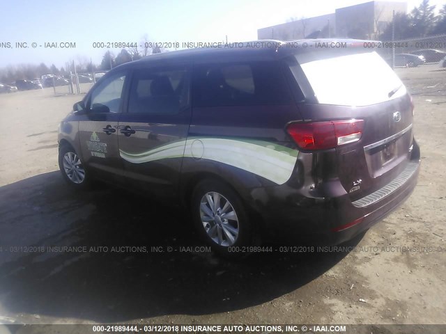 KNDMB5C18F6059574 - 2015 KIA SEDONA LX BURGUNDY photo 3