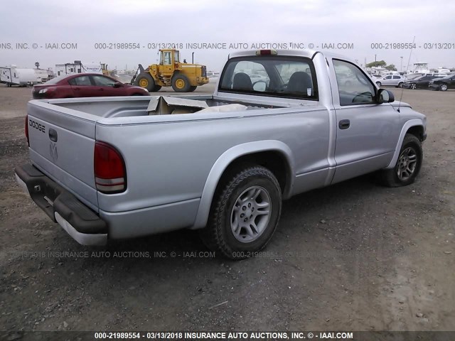 1B7FL36XX2S507907 - 2002 DODGE DAKOTA SPORT/RT SILVER photo 4