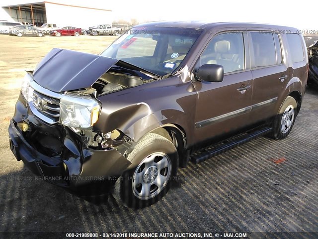 5FNYF4H29DB024545 - 2013 HONDA PILOT LX BROWN photo 2