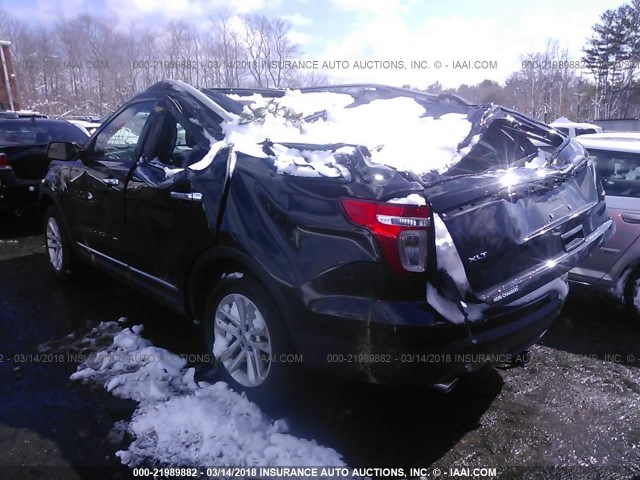 1FM5K8D86EGC18842 - 2014 FORD EXPLORER XLT BLACK photo 3