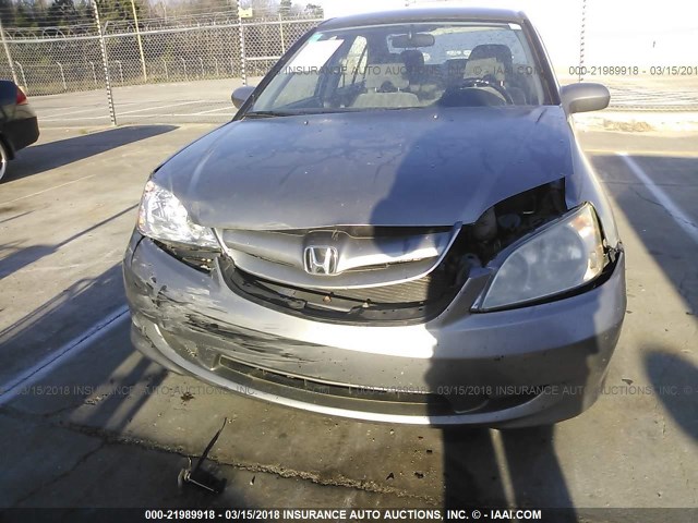 2HGES16545H627989 - 2005 HONDA CIVIC LX GRAY photo 6