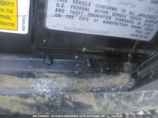 KL1TD56678B232757 - 2008 CHEVROLET AVEO LS BLACK photo 9