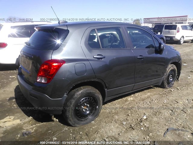 3GNCJKSB6GL236452 - 2016 CHEVROLET TRAX LS GRAY photo 4