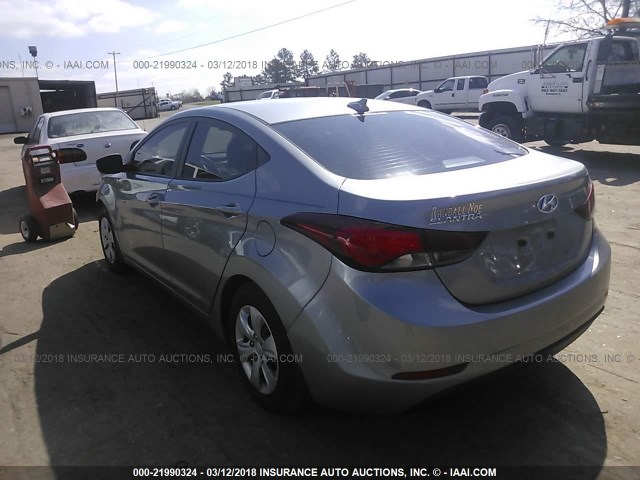 5NPDH4AE6GH776528 - 2016 HYUNDAI ELANTRA SE/SPORT/LIMITED SILVER photo 3