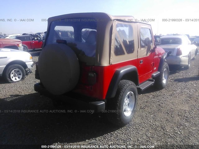 1J4FY29P6VP447004 - 1997 JEEP WRANGLER / TJ SE RED photo 4