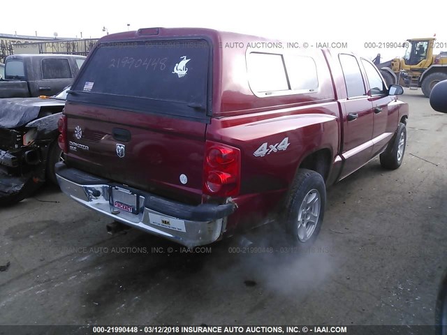 1D7HW48K16S621636 - 2006 DODGE DAKOTA QUAD SLT RED photo 4