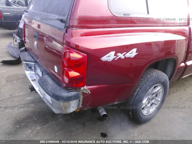 1D7HW48K16S621636 - 2006 DODGE DAKOTA QUAD SLT RED photo 6