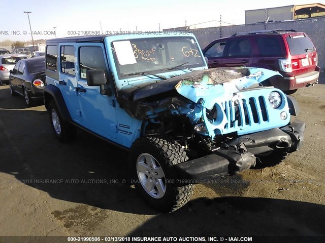 1C4BJWDG5HL635810 - 2017 JEEP WRANGLER UNLIMITE SPORT BLUE photo 1