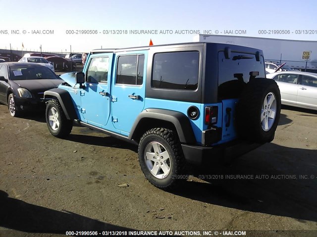 1C4BJWDG5HL635810 - 2017 JEEP WRANGLER UNLIMITE SPORT BLUE photo 3