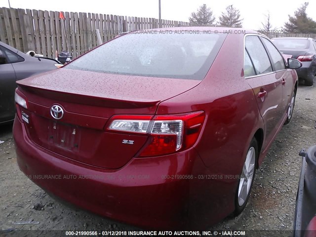 4T1BF1FK7EU865503 - 2014 TOYOTA CAMRY L/SE/LE/XLE RED photo 4