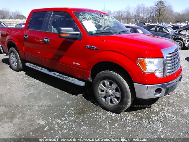 1FTFW1ET2BFC69361 - 2011 FORD F150 SUPERCREW RED photo 1
