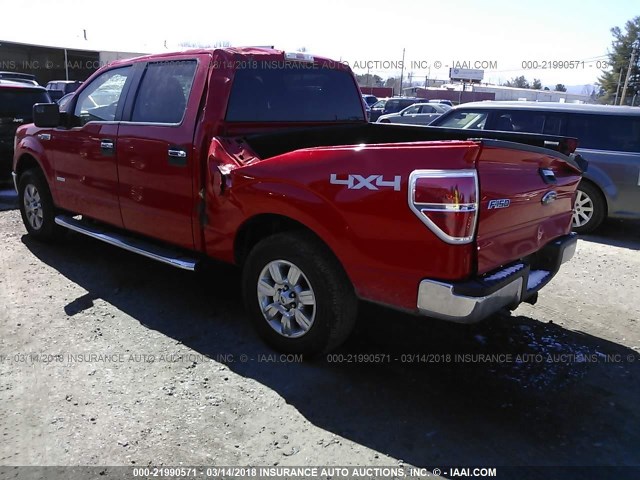 1FTFW1ET2BFC69361 - 2011 FORD F150 SUPERCREW RED photo 3