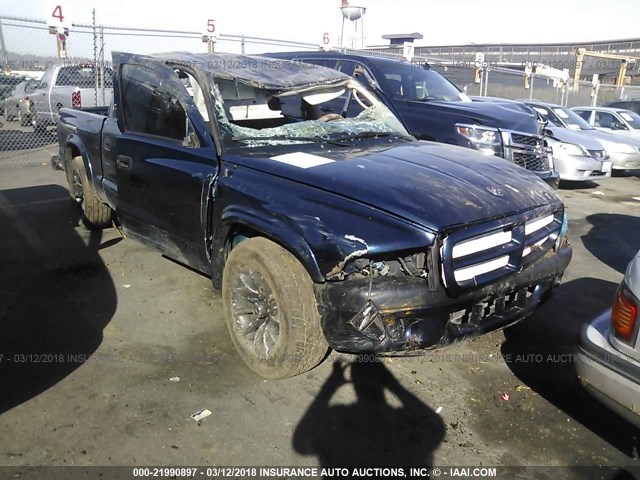 1B7HL38N72S522367 - 2002 DODGE DAKOTA QUAD SPORT/QUAD R/T BLUE photo 1