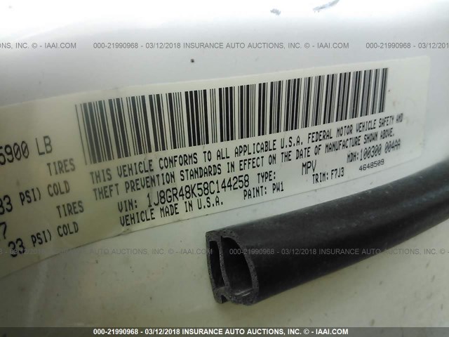 1J8GR48K58C144258 - 2008 JEEP GRAND CHEROKEE LAREDO Ağ foto 9