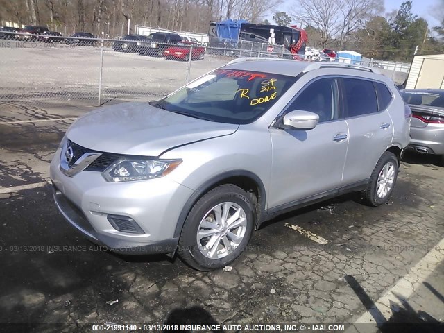 5N1AT2MT1EC856730 - 2014 NISSAN ROGUE S/SL/SV SILVER photo 2