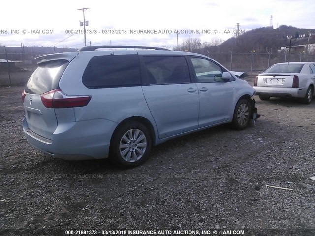 5TDJK3DC6FS108469 - 2015 TOYOTA SIENNA LE Light Blue photo 4