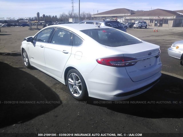 3FA6P0LU0JR124443 - 2018 FORD FUSION SE HYBRID WHITE photo 3