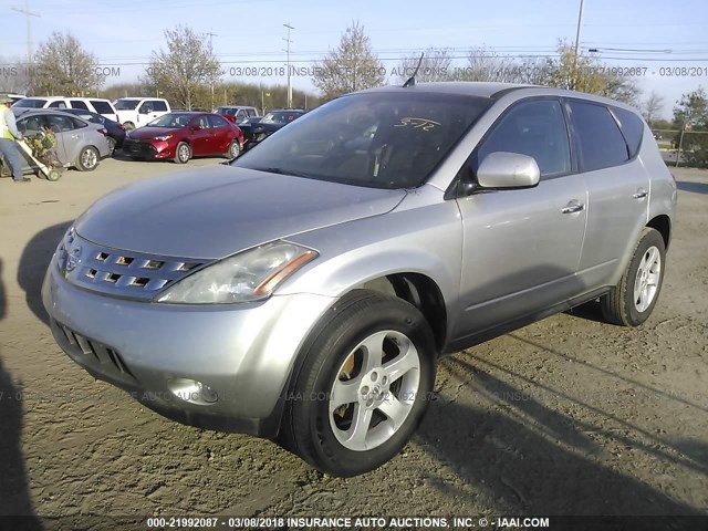 JN8AZ08T75W304203 - 2005 NISSAN MURANO SL/SE/S SILVER photo 2