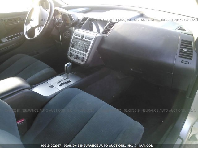 JN8AZ08T75W304203 - 2005 NISSAN MURANO SL/SE/S SILVER photo 5