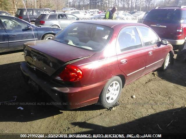 KNAFB121825184140 - 2002 KIA SPECTRA LS RED photo 4