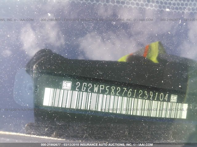 2G2WP582761239104 - 2006 PONTIAC GRAND PRIX ტურკოუსი ფოტო 9