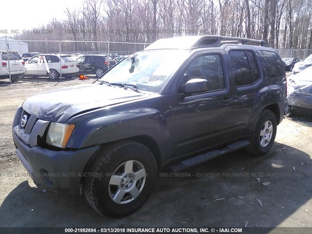 5N1AN08U77C544190 - 2007 NISSAN XTERRA OFF ROAD/S/SE GRAY photo 2