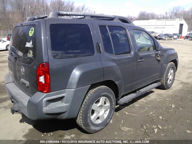 5N1AN08U77C544190 - 2007 NISSAN XTERRA OFF ROAD/S/SE GRAY photo 4