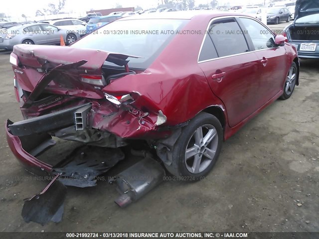 4T1BF1FK5CU624679 - 2012 TOYOTA CAMRY SE/LE/XLE RED photo 4