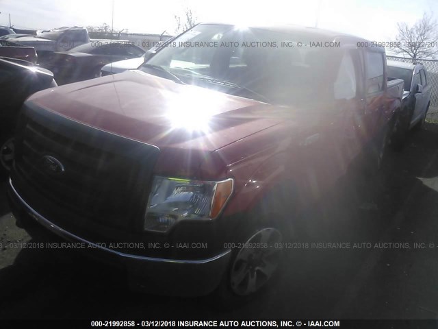 1FTFW1EF8BKE22911 - 2011 FORD F150 SUPERCREW RED photo 2