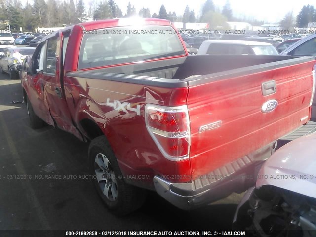 1FTFW1EF8BKE22911 - 2011 FORD F150 SUPERCREW RED photo 3
