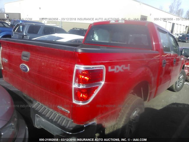 1FTFW1EF8BKE22911 - 2011 FORD F150 SUPERCREW RED photo 4