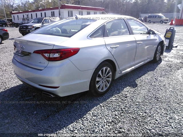 5NPE34AF3FH088125 - 2015 HYUNDAI SONATA SPORT/LIMITED SILVER photo 4