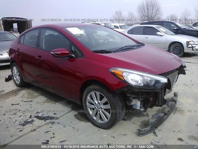 KNAFX4A66E5223702 - 2014 KIA FORTE LX RED photo 1