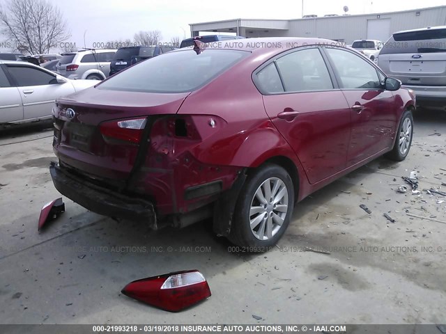 KNAFX4A66E5223702 - 2014 KIA FORTE LX RED photo 4