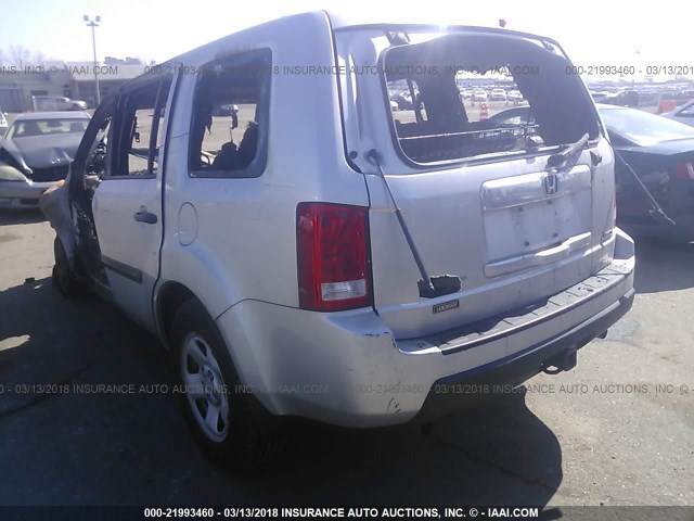 5FNYF4H21BB036511 - 2011 HONDA PILOT LX SILVER photo 3