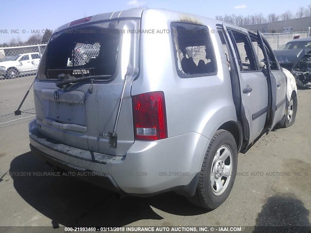 5FNYF4H21BB036511 - 2011 HONDA PILOT LX SILVER photo 4