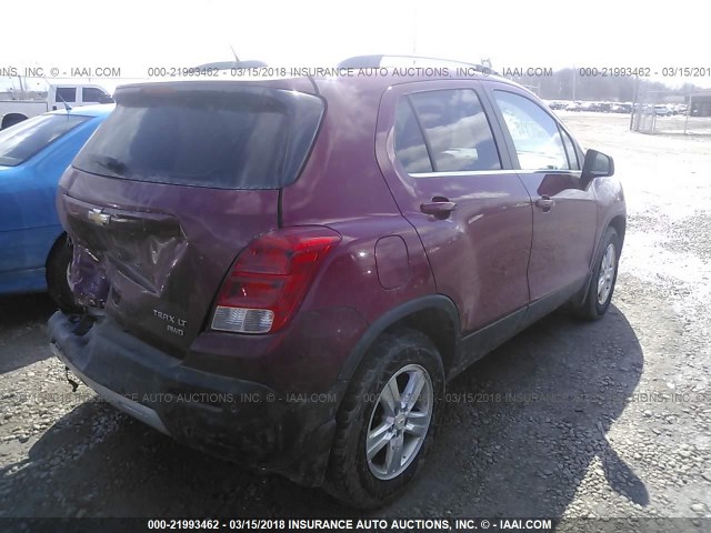 KL7CJRSB6FB255467 - 2015 CHEVROLET TRAX 1LT MAROON photo 4